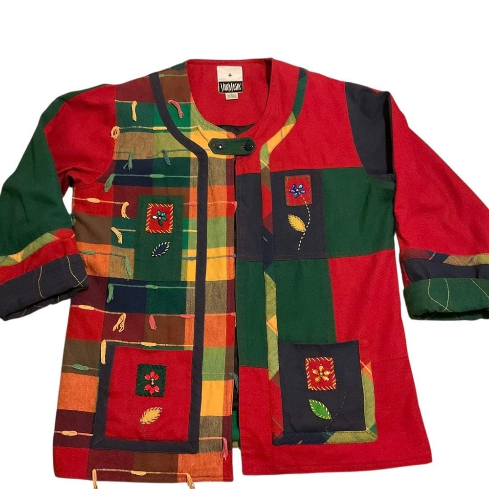 Vintage 90s Yak Magik Patchwork Jacket XL – Folk Art Coat - Picture 11 of 16